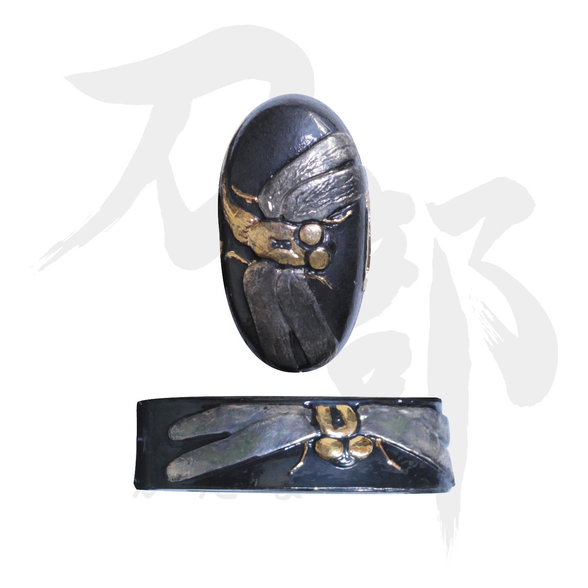 真鍮地 勝虫図縁頭｜現代物金具の販売 刀部 かたなべ – 刀部