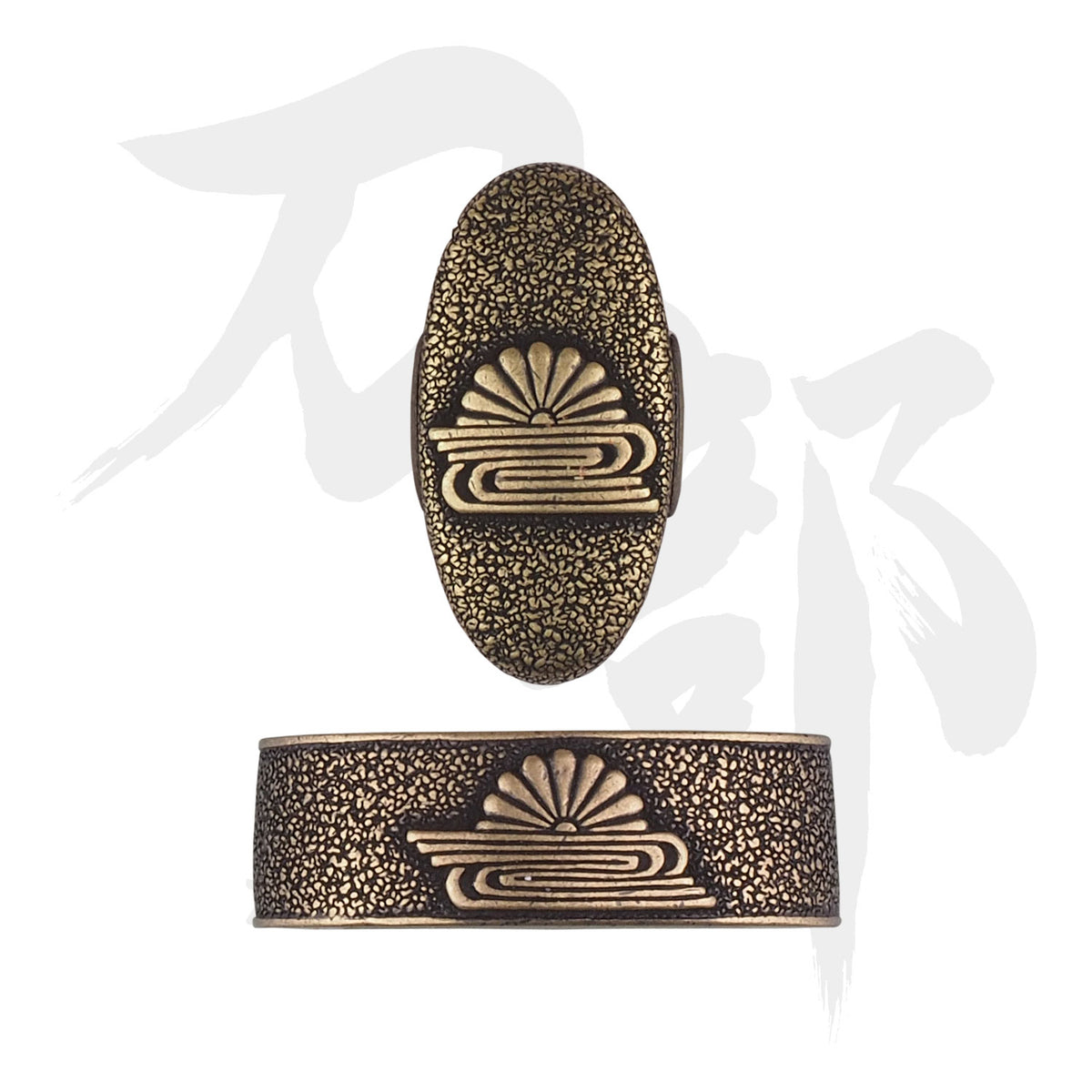 真鍮地 菊水図縁頭｜現代物金具の販売 刀部 かたなべ – 刀部