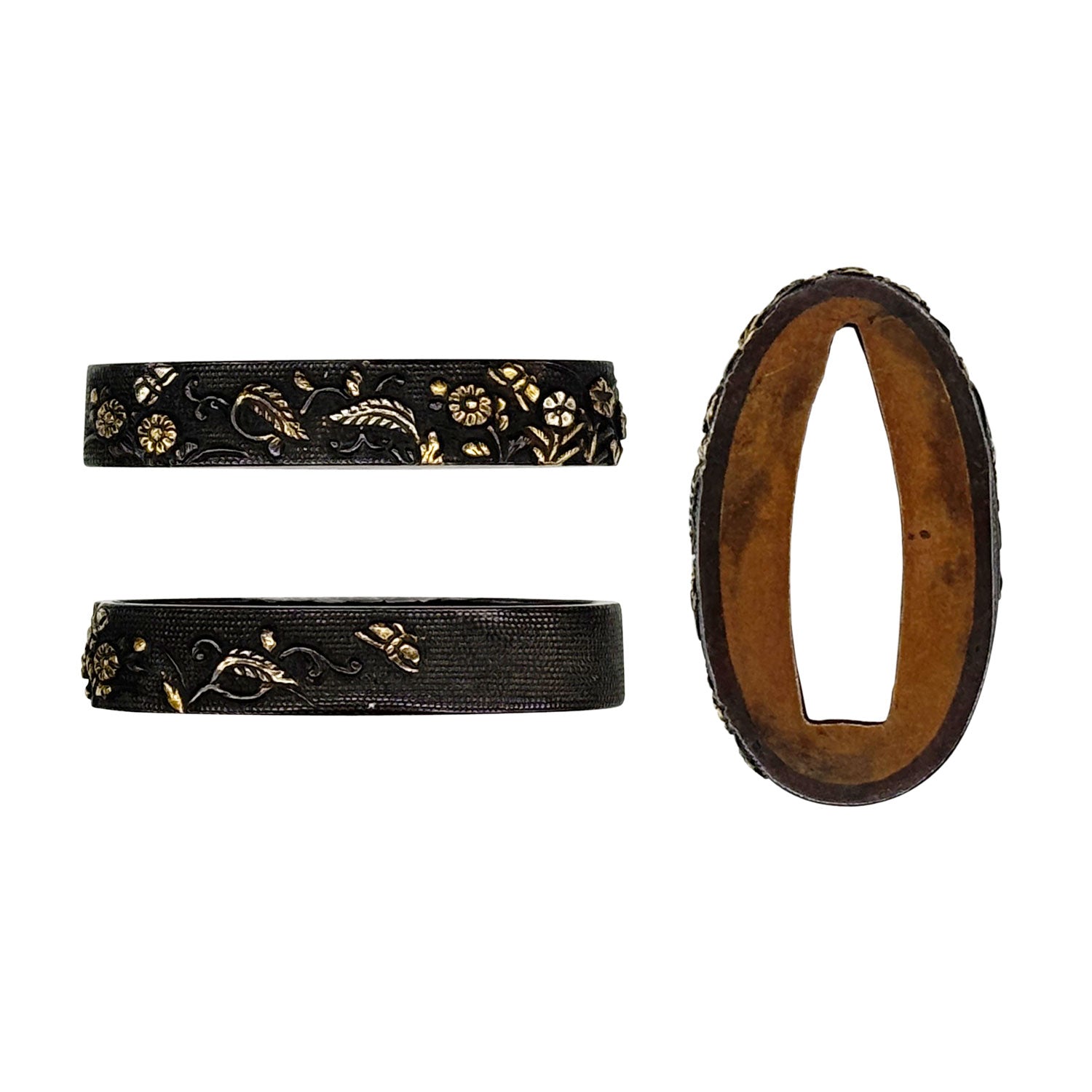 銅魚子地色絵 縁頭 秋草図 脇差用 – 刀部オンラインショップ