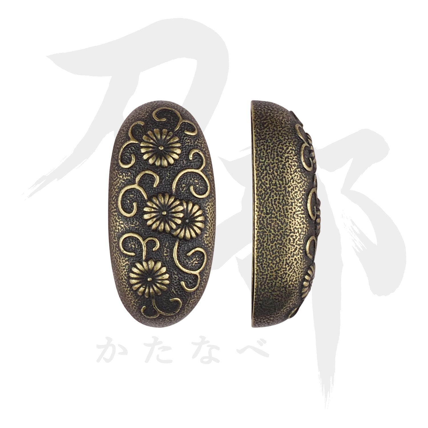 真鍮地 菊唐草図鐺｜現代物金具の販売 刀部 かたなべ – 刀部