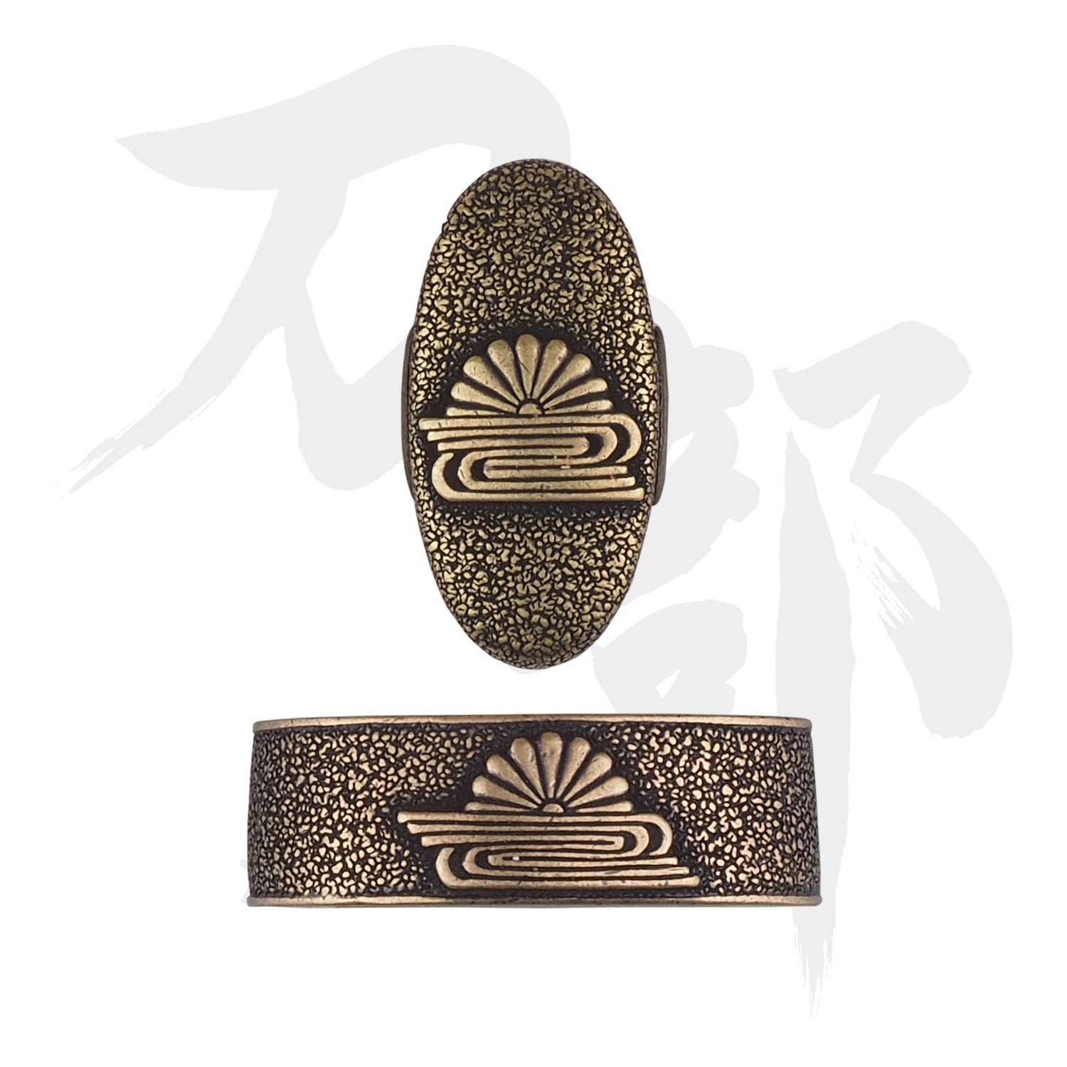 真鍮地 菊水図縁頭｜現代物金具の販売 刀部 かたなべ – 刀部