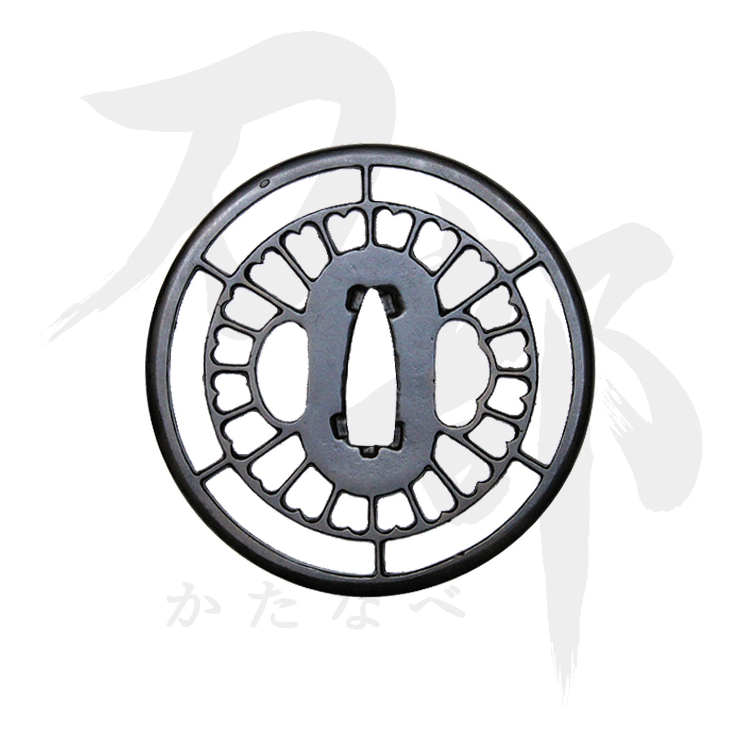 T-013-MIR4 鉄地 車輪に菊透図鍔