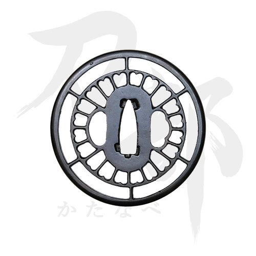 T-013-MIR4 鉄地 車輪に菊透図鍔 表